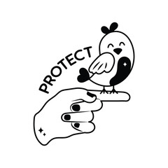 Protect doodle vector outline Sticker. EPS 10 file