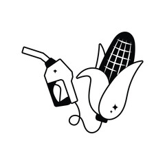 Corn oil doodle vector outline Sticker. EPS 10 file