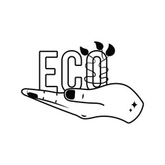 Eco doodle vector outline Sticker. EPS 10 file