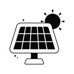Solar panel doodle vector outline Sticker. EPS 10 file