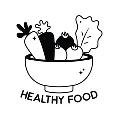 Healthy food doodle vector outline Sticker. EPS 10 file