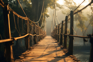 Hanging wooden bridge