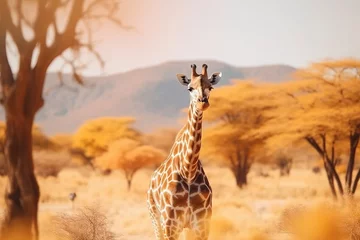 Fototapeten giraffe in the savannah of africa in the wild © artem