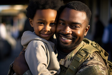 Fototapeta premium military father and his son