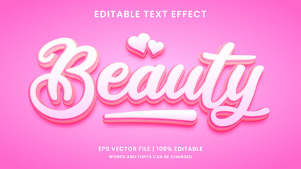 Beauty pink 3D editable text effect	