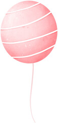 Cute pastel pink balloons watercolor illustration.