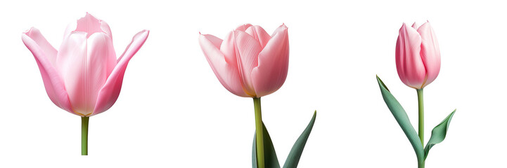 Pink tulip standing alone on a transparent background - obrazy, fototapety, plakaty