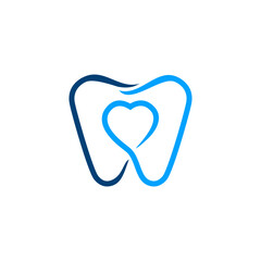 Dental Clinic Logo Minimalist Tooth abstract design vector template Linear style. Dentist stomatology oral medicine, medical doctor logotype Healthy concept