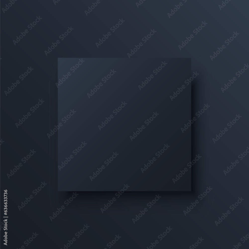 Poster dark square frame with gradient vector illustration. 3d abstract background, template mockup of squa