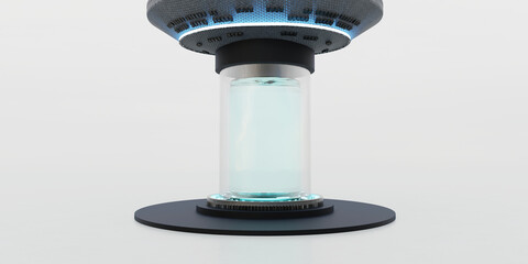 Cryogenic capsule hibernation Cryonics Capsules Glass tube with frozen liquid for hibernation sci fi teleport Science Technology Cryopod 3D Illustration Cryopod  Laboratory Equipment Laboratory Scene © nana