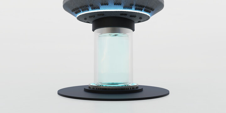 Cryogenic capsule hibernation Cryonics Capsules Glass tube with frozen liquid for hibernation sci fi teleport Science Technology Cryopod 3D Illustration Cryopod  Laboratory Equipment Laboratory Scene