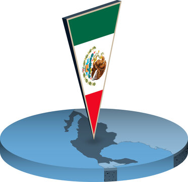 Mexico flag and map in isometry