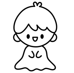 Obraz na płótnie Canvas Cute kawaii ghost boy halloween cartoon outline icon 