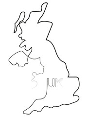 UK Map in One Line Art Drawing