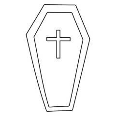 Obraz premium coffin dead man funeral halloween line icon