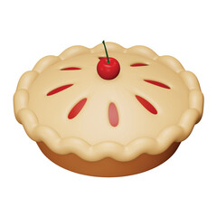 Apple pie 3d rendering isometric icon.