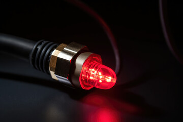 Advanced HVAC Leak Detection: High-precision Sensor Tip with Red LED Light Identifying Refrigerant Leaks on Industrial Units