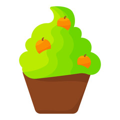 cupcake sweet halloween pumpkin colored icon eat