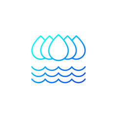 clean water line icon with drops