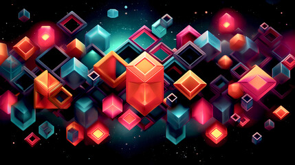 Dimensional Wonders: Crafting a Poster with Cosmic Geometric Shapes in 3D