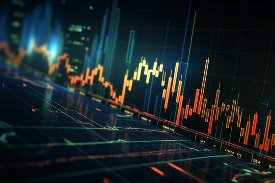 Graph and chart backdrop embodies forex trading, market dynamics, and investment concepts Generative AI