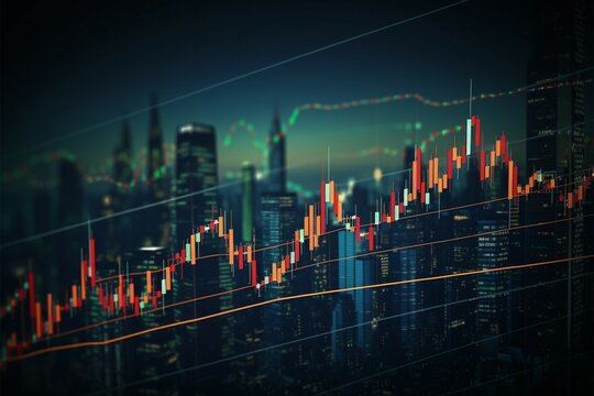 Graph and chart backdrop embodies forex trading, market dynamics, and investment concepts Generative AI