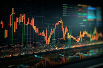 Naklejka premium Graphs illustrating business and stock market trends for informed decision-making Generative AI