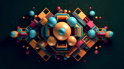 Celestial Symmetry: Crafting a 3D Poster with Cosmic Geometric Shapes