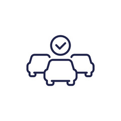 car fleet icon on white, line vector