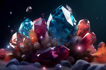 Crystal Radiance: Crafting a 3D Poster Showcasing Gems