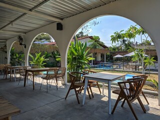 Close up of tables and chairs in sunny cafe. lifestyle, interior design, coffee and local business.