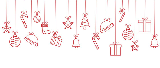 christmas vector line art  
decoration elements ,  christmas happy new year doodles vector eps 10