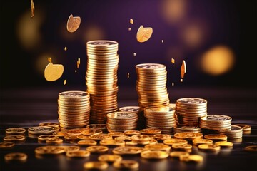 Stock markets coin stacked graph embodies business investment yielding financial growth Generative AI