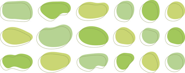 かわいい抽象的なゆるゆるフレーム　緑　黄緑　黄色　green shape　Set of cute abstract shapes.Vector loose frame.