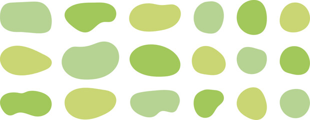 Fototapeta na wymiar かわいい抽象的なゆるゆるフレーム　緑　黄緑　黄色　green shape　Set of cute abstract shapes.Vector loose frame.