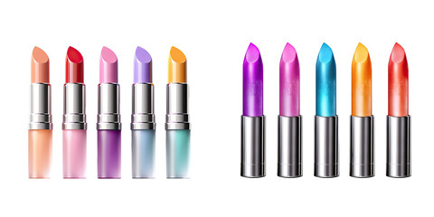Colorful lipstick set on transparent background