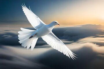 white dove flying in the sky generated by AI