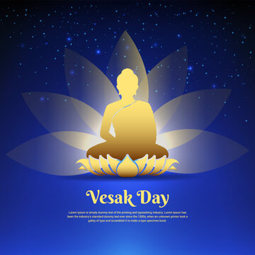 Vesak Day design with Buddha vector. Celebration Vesak Day background with shinny Lord Buddha silhouette