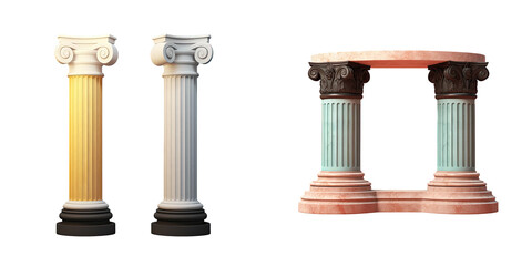 Greek Column Arc with a Classic Double Color Scheme - obrazy, fototapety, plakaty