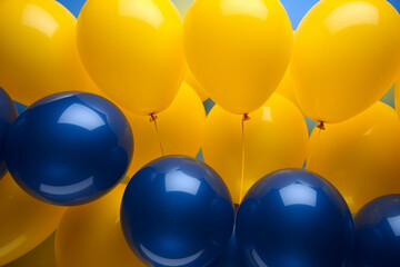 Yellow and blue inflatable balls.
