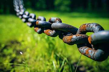 Old black steel chains with rust.