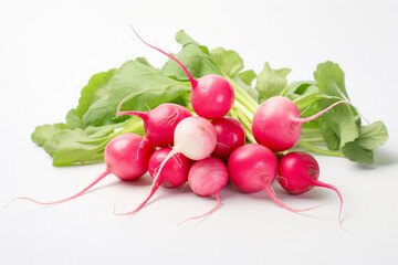 Fresh radishes on white background.