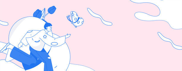 Vector internet operation illustration of people exercising and running healthy
