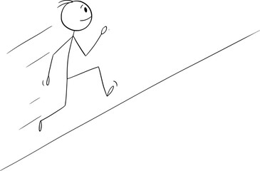 Person Running Uphill, Vector Cartoon Stick Figure Illustration - 636644777
