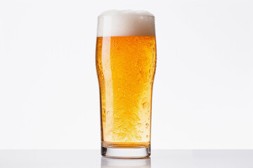 Glass with beer and foam isolate