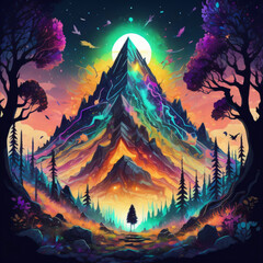 Mountain landscape illustration, generetive AI