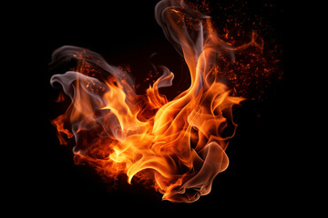 Fototapeta premium Flames, bonfire and fire, balefire and campfire, burn and burning, illustration. Generative AI. Fiery, flaming, blaze, fireball and wildfire and blazing, image