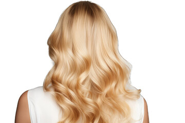 Curly blond hair back view on transparent background