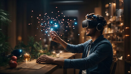 a person using virtual reality for relaxation and healing.