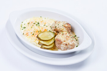 meatballs with mashed potato